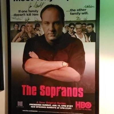 Original The Sopranos HBO Poster w/Authentic Signatures Entire Cast