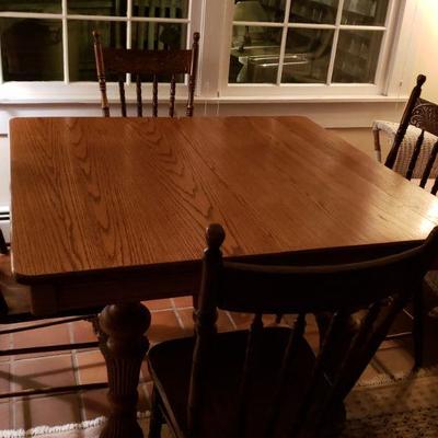 Antique Oak Dining Table with Five Leaves