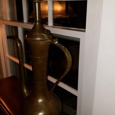 Vintage Brass Pitcher Table Lamp