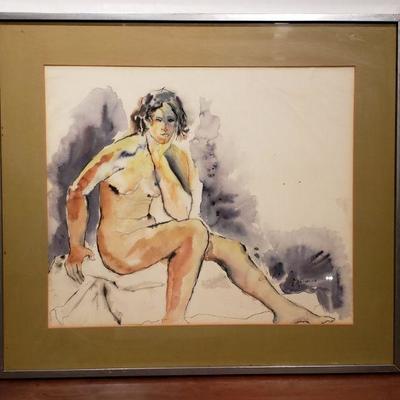 Framed Nude Watercolor ~ Jane Bearman