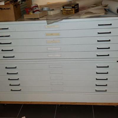 Mayline C-Files 10 Drawer Flat Files on Casters