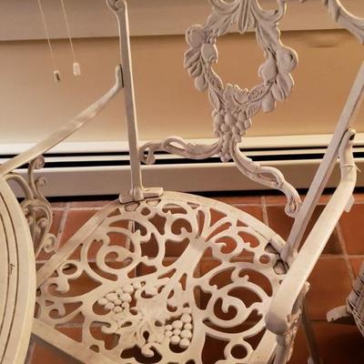 Vintage Grape Leaf Pattern Wrought Iron Bistro Set