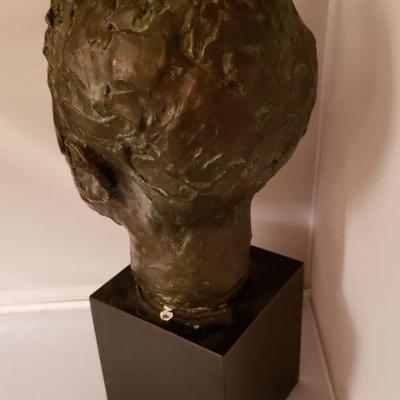 Brutalist Male Metal Sculpture Bust by Harry Neyer