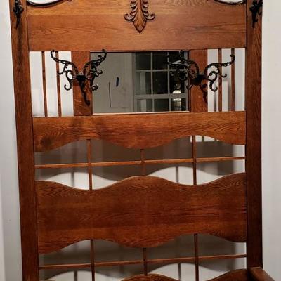 Antique Coat Rack Hall Tree Bench with Storage