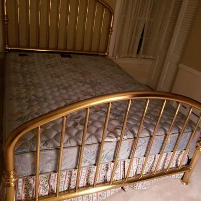 Vintage Rogers Brass Queen Headboard & Footboard Frame