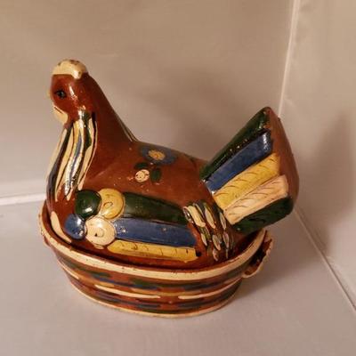 Mexican Glazed Terracotta Hen