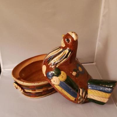 Mexican Glazed Terracotta Hen