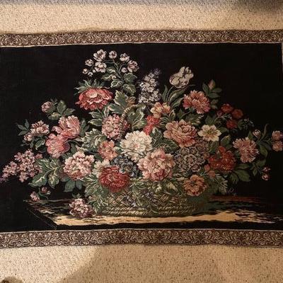 Vintage Basket Flowers Tapestry