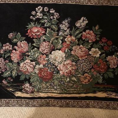 Vintage Basket Flowers Tapestry