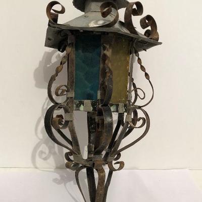 Vintage Wrought Iron Moroccan style Hanging Lantern - #43-A