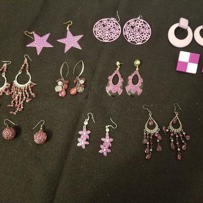 Lot of 10 Purple Earring Costume Jewelry - #110-A