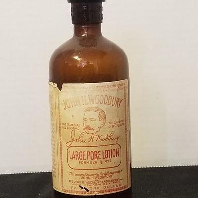Antique John H Woodbury Large Pore Lotion Brown Bottle - #95-A