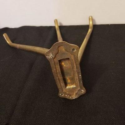 Antique Solid Brass Coat Hanger Rack 3 Notched Arms - #70-A