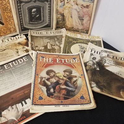 Lot of Antique THE ETUDE sheet music Advertising good for art project - #12-A