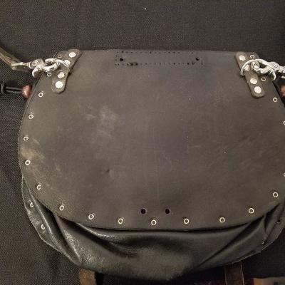 Custom Made Black Leather Bikers Bag/Satchel - #107-A