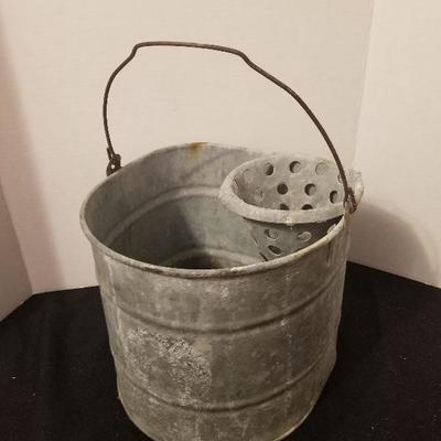 Super Cool Antique Galvanized Wash/Mop Bucket - #63-A