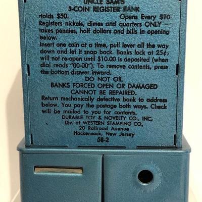 Vintage Toy Bank Uncle Sam's 3 Cent Register Bank - #45-A