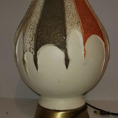 Mid Century Retro Plasto MFG Lamp Brown & Orange W/Shade - #61-A