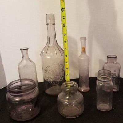 Lot of 7 Antique & Vintage Medicine Type  Bottles Purple Tint - #89-A