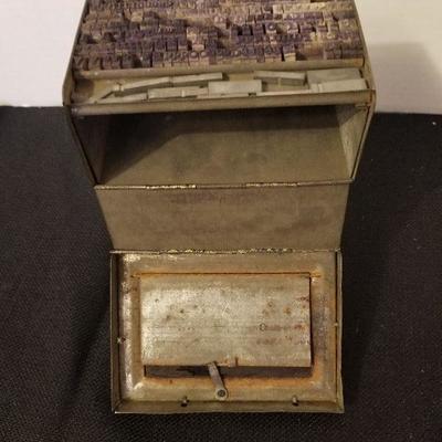 Antique "PERFECT" Box Of Metal Letters & Numbers Stamps - #71-A