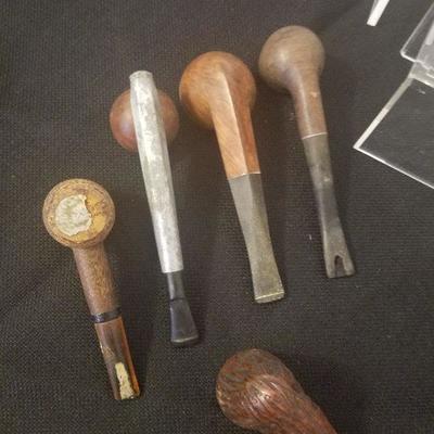 Lot Of Vintage Tabacco Smoking Pipes Carved Wood Metal - 69-A