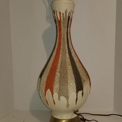 Mid Century Retro Plasto MFG Lamp Brown & Orange W/Shade - #61-A