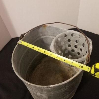 Super Cool Antique Galvanized Wash/Mop Bucket - #63-A