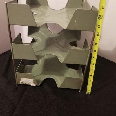 Vintage Military Style Metal 3 Tier File Tray Military Green - #58-A
