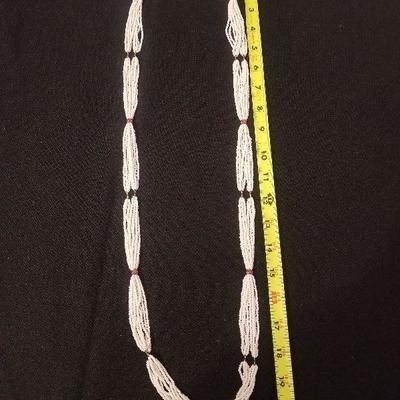 Vintage Hand Beaded White Necklace Shells? - #121-A
