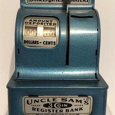 Vintage Toy Bank Uncle Sam's 3 Cent Register Bank - #45-A