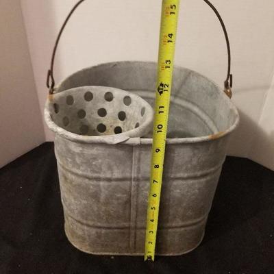 Super Cool Antique Galvanized Wash/Mop Bucket - #63-A