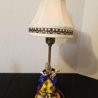Antique Ceramic Victorian lady Table Lamp - Works - #25-A