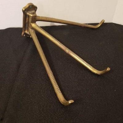 Antique Solid Brass Coat Hanger Rack 3 Notched Arms - #70-A