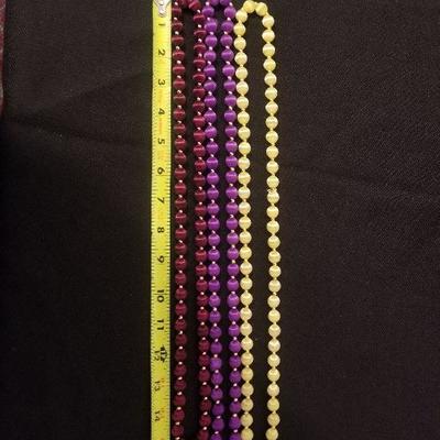 3 Vintage Spun Silk Necklaces Yellow Purple Maroon - #123-A