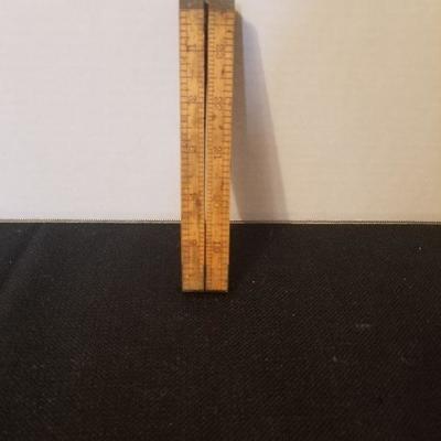 Antique Stanley No. 63 Wood and Brass Ruler - #33-A