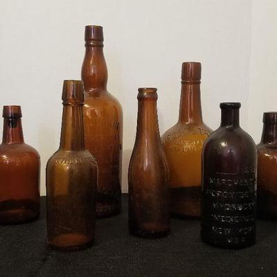 Lot of 7 Antique & Vintage Brown Bottles Wright & Taylor - #93-A