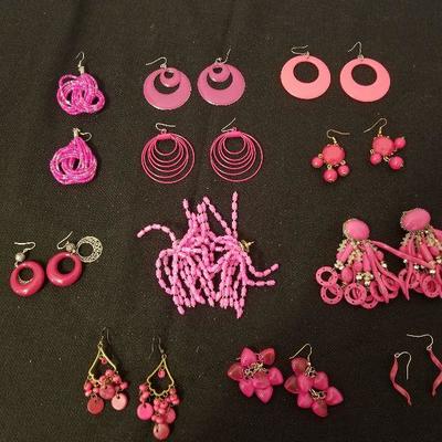 Lot of Pink & Hot Pink Earrings - #113-A