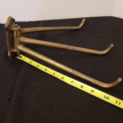 Antique Solid Brass Coat Hanger Rack 3 Notched Arms - #70-A