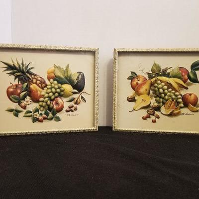 Framed R.F. Harnett 3D Puffed Up Fruit Art Pictures For Kitchen - #103-A