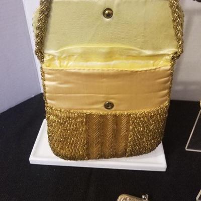 3 Antique Beaded Purses Clutch Mesh Metal Change Bags - #31-A