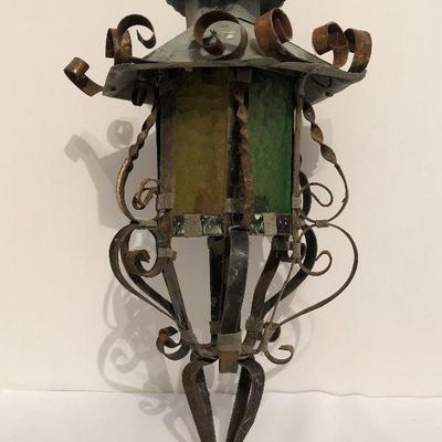 Vintage Wrought Iron Moroccan style Hanging Lantern - #43-A