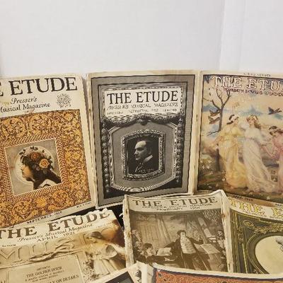 Lot of Antique THE ETUDE sheet music Advertising good for art project - #12-A