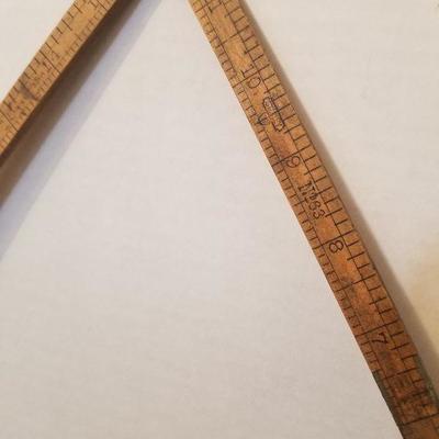 Antique Stanley No. 63 Wood and Brass Ruler - #33-A