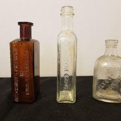 Lot of Clear & Brown Antique/Vintage Bottles - #98-A