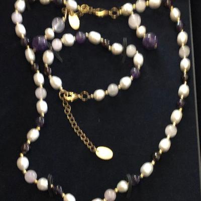 STAUER JEWELRY SUITE PURPLE PEARL PARTY SET