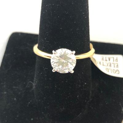 #27 Gold Electroplate 1.5 Caret CZ Solitaire 