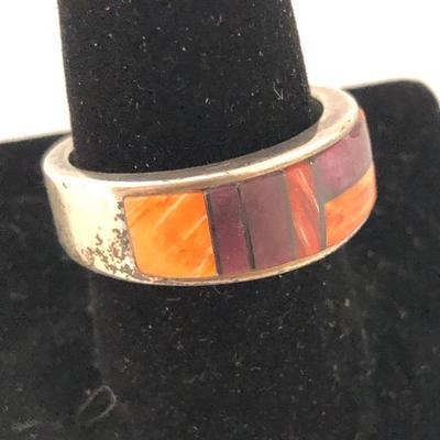#43 Sterling Silver Coral Ring .925