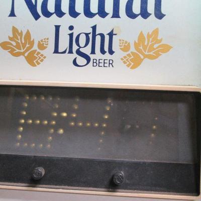 Natural Light Hanging Beer Sign With Clock