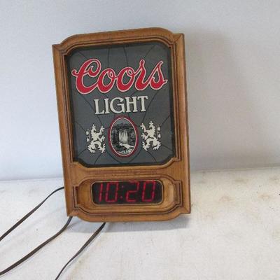 COORS Light Beer Lighted Digital Wall Bar Clock Sign 