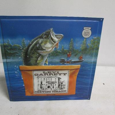 Original Advertising Display Sign Levi Garrett Chewing Tobacco Bass Fishing 